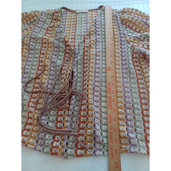 Les Amis crochet tie front top womens L boho hippie 70s indie open weave blouse - Picture 11 of 11